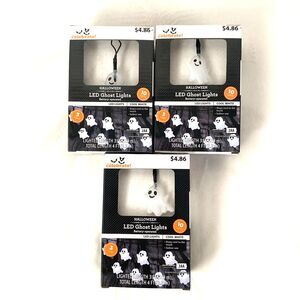 Halloween LED Ghost String Lights 3 Packs Indoor Home Decor Battery Not Included